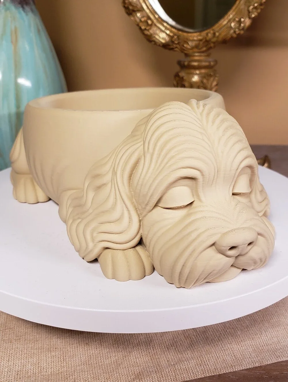 Hand Crafted Cockapoo Dog Bowl / Planter / Jewelry or Keepsake Dish NWT!